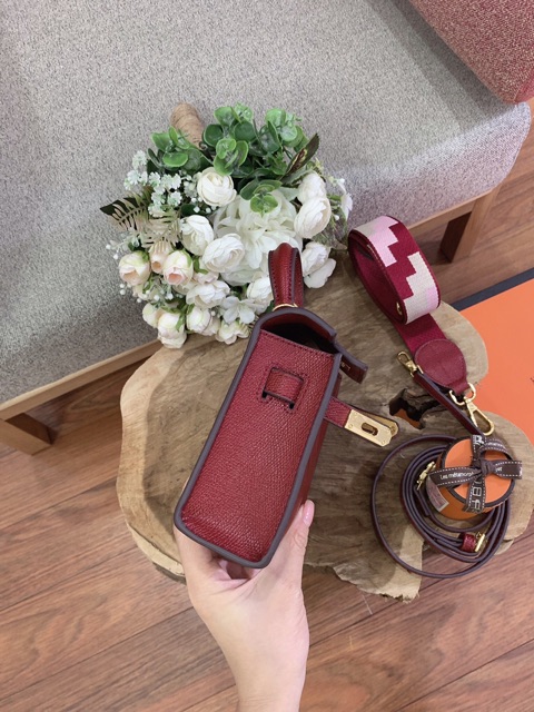 Túi H.M kelly size 19 màu đỏ đô