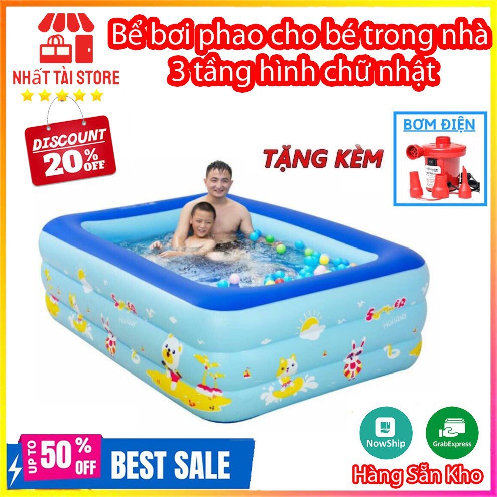 Bể Bơi Phao 3 Tầng Cho Bé đủ kích cỡ Đáy Chống Trượt, An Toàn Khi Sử Dụng