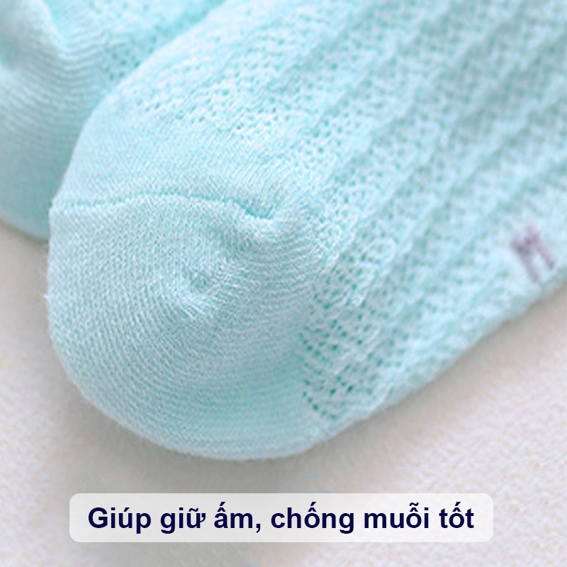 Tất cao cổ cho bé trai và bé gái 0-3 tuổi chống muỗi Baby-S, Tất lưới cho bé chất cotton hình thú ngộ nghĩnh - ST018