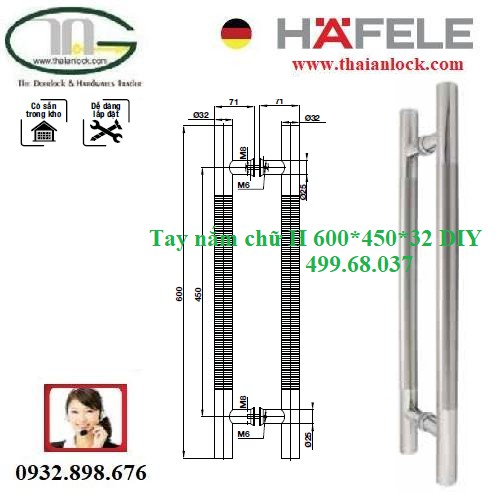 Tay nắm chữ H 600*450*32 DIY - 499.68.037