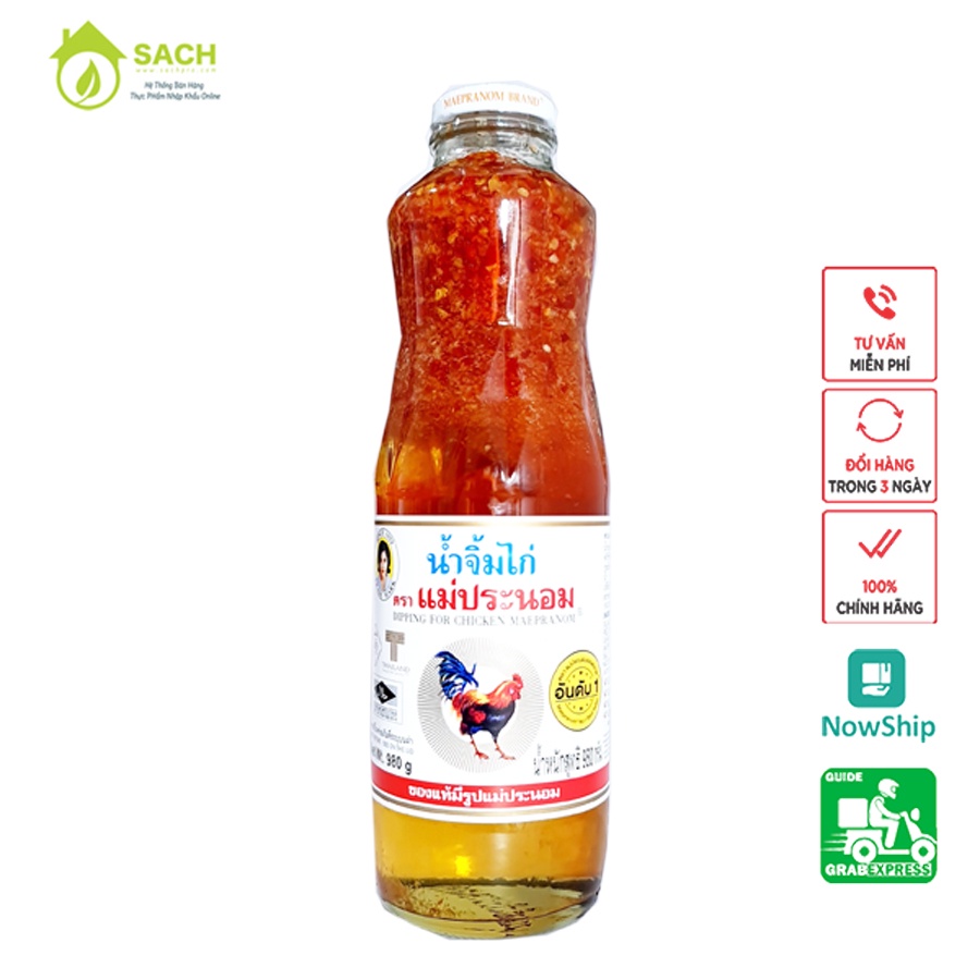 Sốt Chua Ngọt Thái Lan Sốt Gà Thái Lan hiệu Mae Pronnom Sweet Chilli Sauce 980g Chai Thuỷ Tinh Cao Cấp