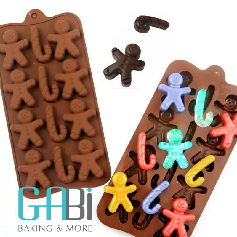 Khuôn fondant silicon người gừng, kẹo gậy