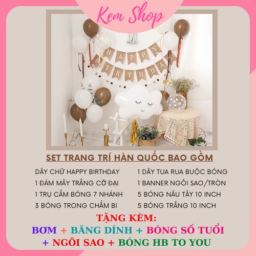 Set Trang Trí Sinh Nhật Hàn Quốc Phong Cách Retro [Tặng BƠM + BĂNG DÍNH + BÓNG NGÔI SAO + BÓNG HB TY] - Kemshop K21