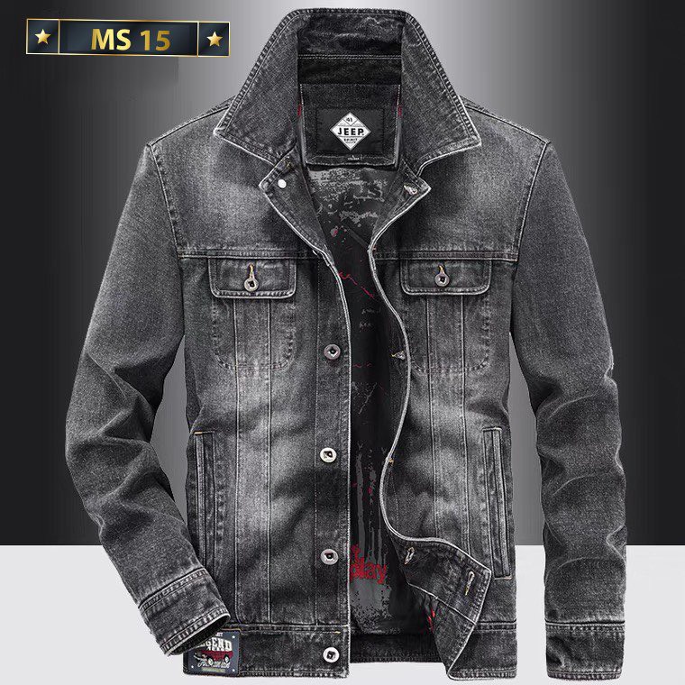 Áo Khoác Nam Vải Jean LOGO Tay Ngực Cổ Cao Cấp Phong Cách Trẻ Trung