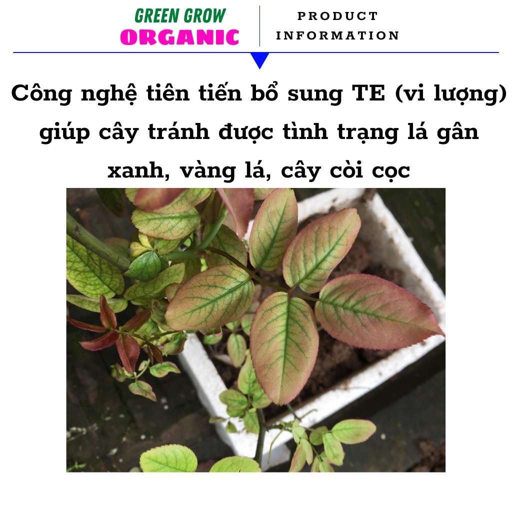 Phân bón NPK nhập nhẩu BỈ Green Grow Organic, phân npk 17 12 7 kích rễ kích chồi thân cành phát triển mạnh MS117