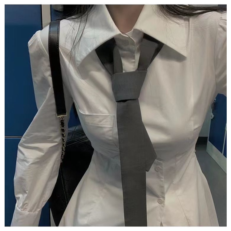 Bộ Áo Sơ Mi Dáng Ôm Phối Chân Váy Ngắn Lưng Cao Thời Trang Xuân Thu 2022 Cho Nữ