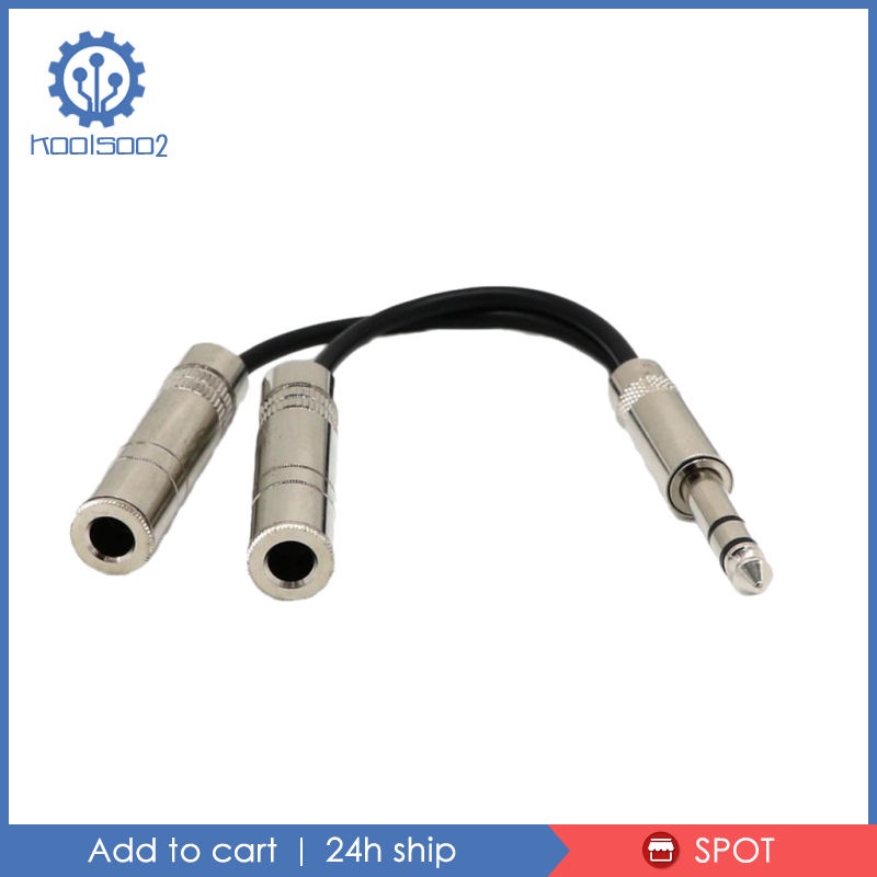 6.35mm Stereo Plug / Male to Dual 1/4'' 6.35mm Jack /Female Splitter Adapter