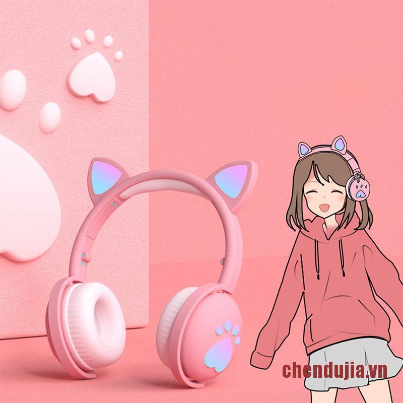 Tai Nghe Bluetooth Phát Sáng Hình Tai Mèo Đáng Yêu Cho Bé Gái | BigBuy360 - bigbuy360.vn