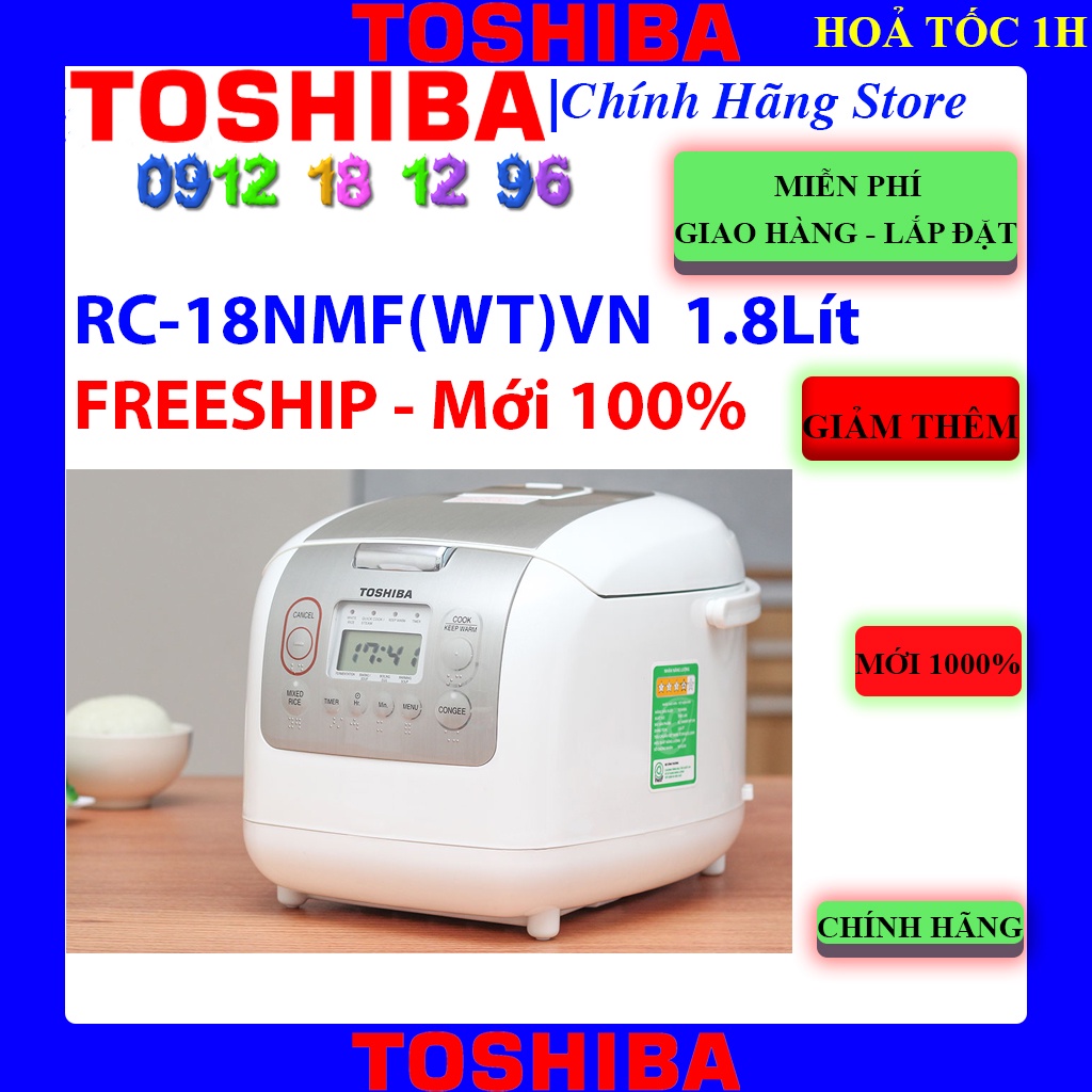 [Mã ELHAMS5 giảm 6% đơn 300K] RC-18NMF - Nồi cơm điện Toshiba 1.8 lít RC-18NMF(WT)VN / RC-10NMFVN(WT) (RC-10NMF)