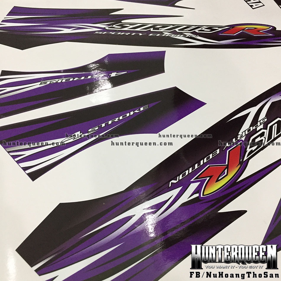 Tem rời Sirius - Tem R, đen tím - Thiết kế theo yêu cầu, chỉnh sửa theo ý. Sắc nét, bền màu