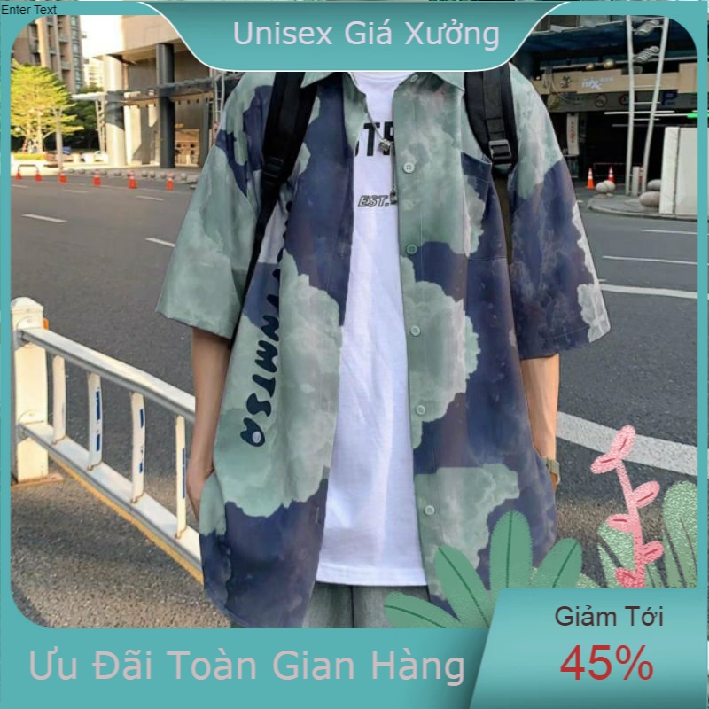 Áo Sơ Mi Tay Ngắn Unisex Cổ Bẻ Phong Cách Hàn Quốc Freesize
