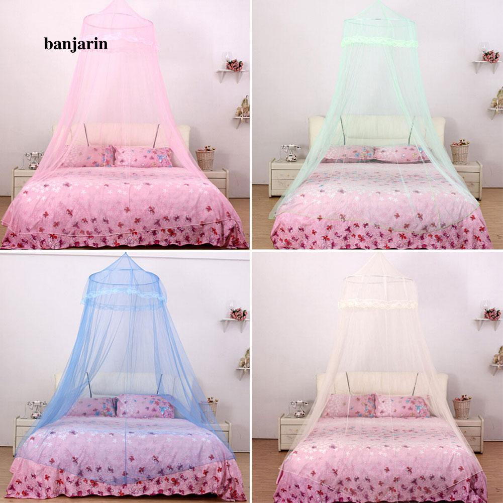 Mùng lưới ren hoa phong cách công chúa dùng chống mũi giăng cho giường phòng trẻ em