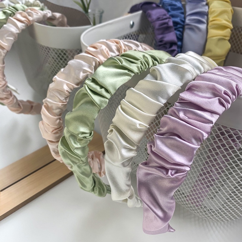 Băng đô lụa xếp ly màu sắc ngọt ngào cho nữ