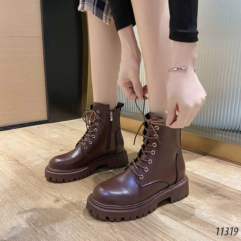 Giày boots da cổ cao nữ 11318