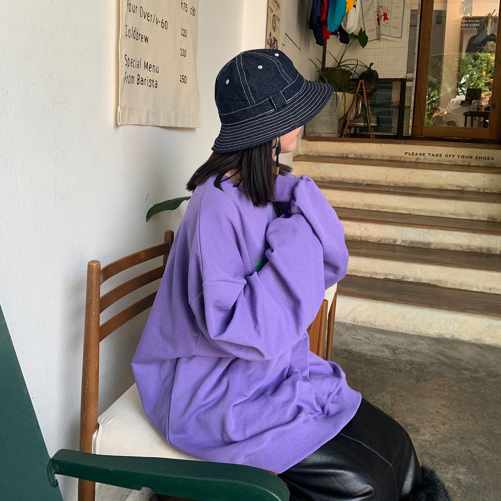 Mũ Bucket denim dây buộc chống gió che nắng phong cách công nghiệp Nhật Hàn