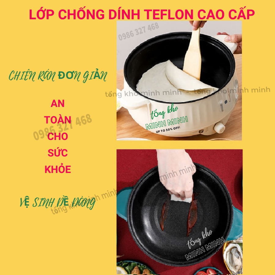 [ SỈ ]Nồi Lẩu Mini, Nồi Lẩu Điện Mini Đa Năng (Cơm, Lẩu, Nấu, Chiên, Xào..) Lớp Chống Dính Teflon Cao Cấp, Công suất lớn