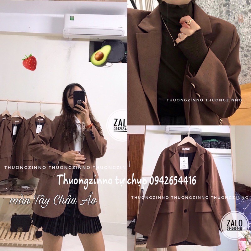 [Ảnh thật/Video Áo Blazer Ulzzang kẻ nâu vintage form rộng hàng chất lượng cao | BigBuy360 - bigbuy360.vn