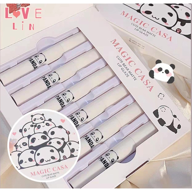 Set Son Môi Lì Mịn Như Nhung Imagic Thiết Kế Hình Chú Gấu Dễ Thương Kèm Hộp Đựng