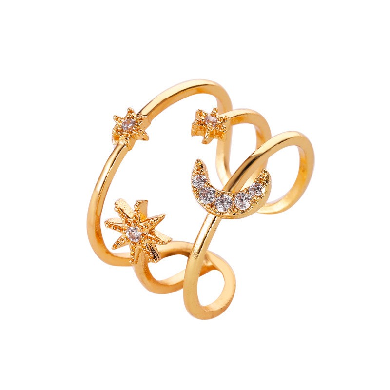 Trendy Three-star and Moon Decorative Ring for Women
