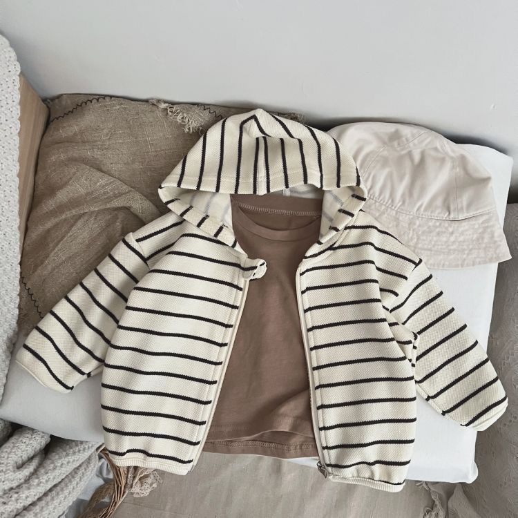 Áo Khoác Cardigan Có Nón Tay Dài Phong Cách Hàn Quốc Thời Trang Xuân Thu Cho Bé Gái