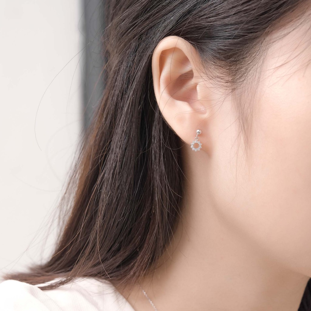 Khuyên Tai Bạc Blue Peach Aurora WG KT218