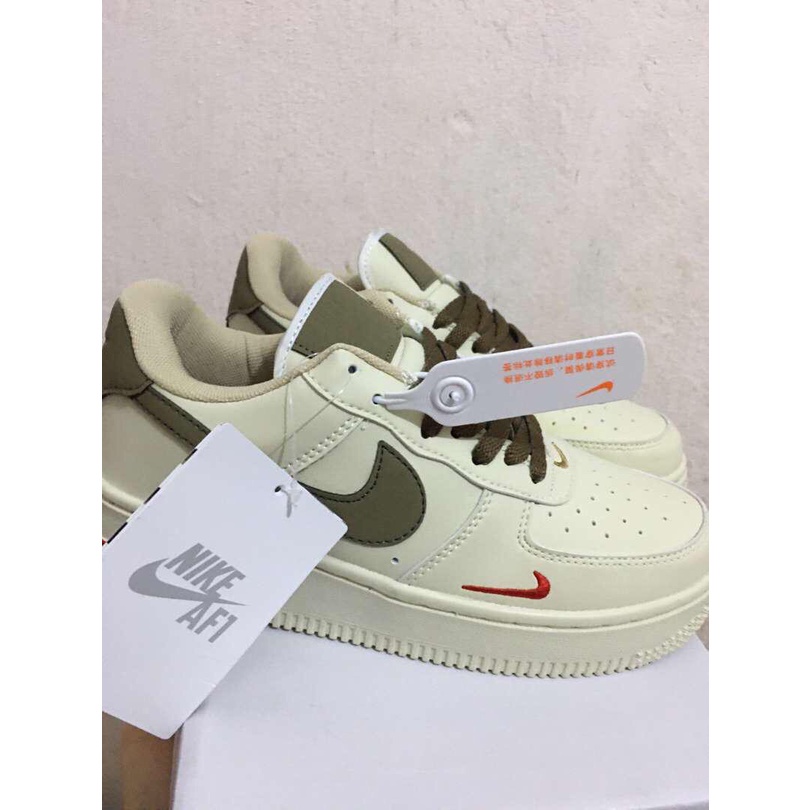 Giày AF1 trắng vạch nâu Hot trend, Giày thể thao sneaker FORCE 1 trắng nâu dành cho nam nữ