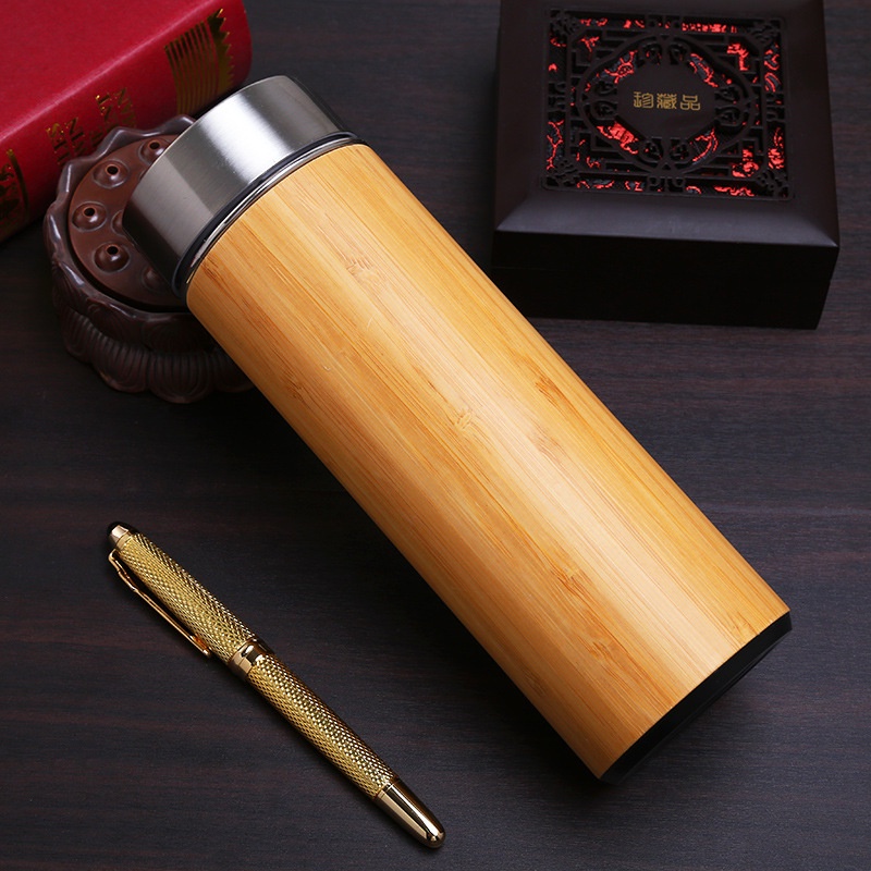 Bình Giữ Nhiệt Vỏ Tre 450ml_ Bình Giữ Nhiệt Khắc Chữ_Nhận Khắc Theo Yêu Cầu Q104