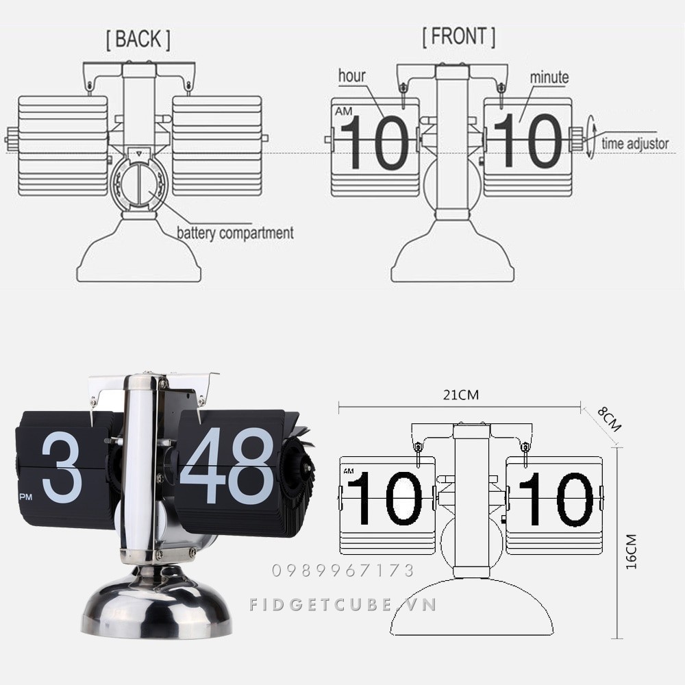 [BH 12 Tháng] Đồng Hồ Lật Để Bàn Retro Flip Clock
