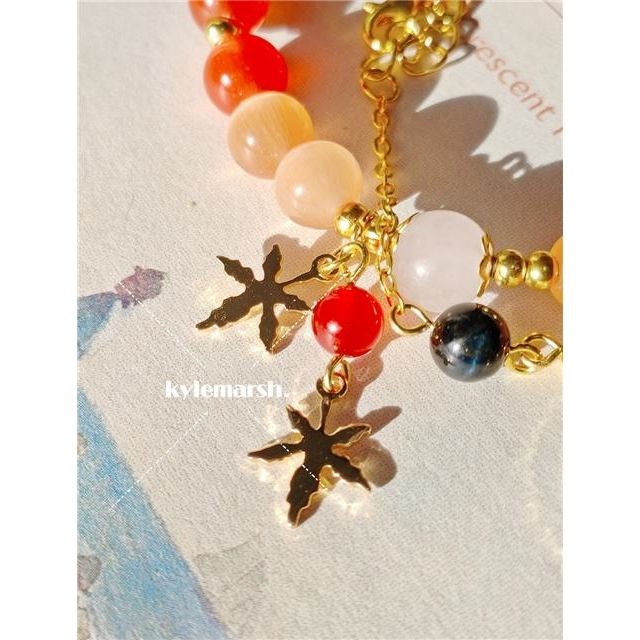 Kaedehara Kazuha | Genshin Vòng Tay Ấn Tượng Bằng Đá Sa Thạch Xanh Dương Thủ Công Thiết Kế Xung Quanh Xung Quanh Dùng Làm Quà Tặng WMPG