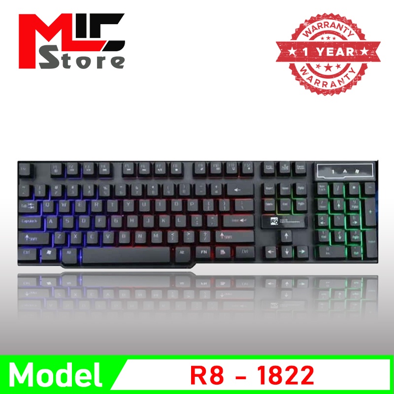 Bàn phím giả cơ chuyên game R8 1822 Led nền + xuyên chữ - Thiết kế chống nước