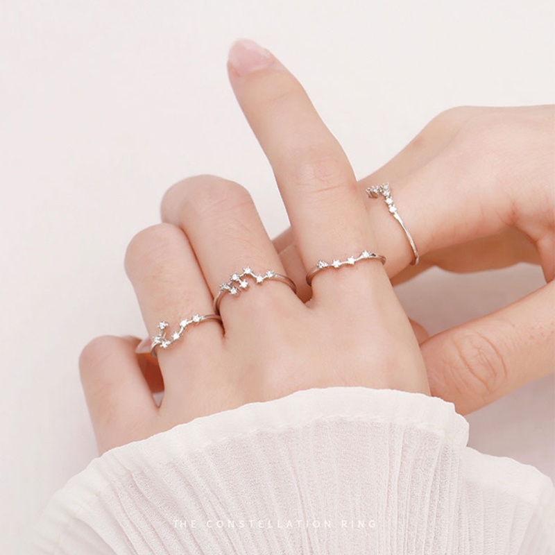 Nhẫn Hở Đính Đá Zircon Hình 12 Chòm Sao Phổ Biến