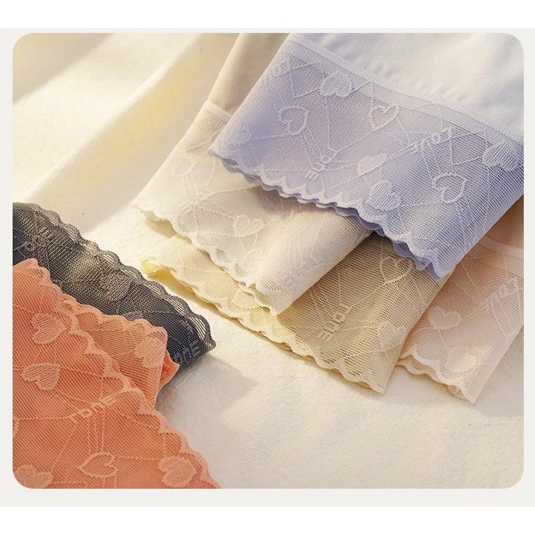 Quần Lót Lụa Băng Tàng Hình Kết Hợp Ren Lưới Cạp Cao Kháng Khuẩn Không Lộ Viền Hàng Loại 1