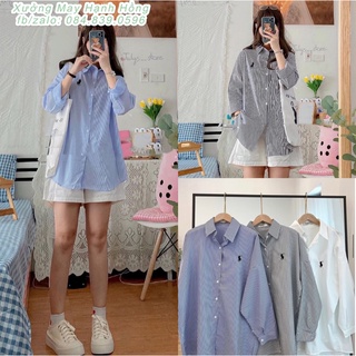 Áo sơ mi kẻ sọc dài tay Hàn Quốc form oversize