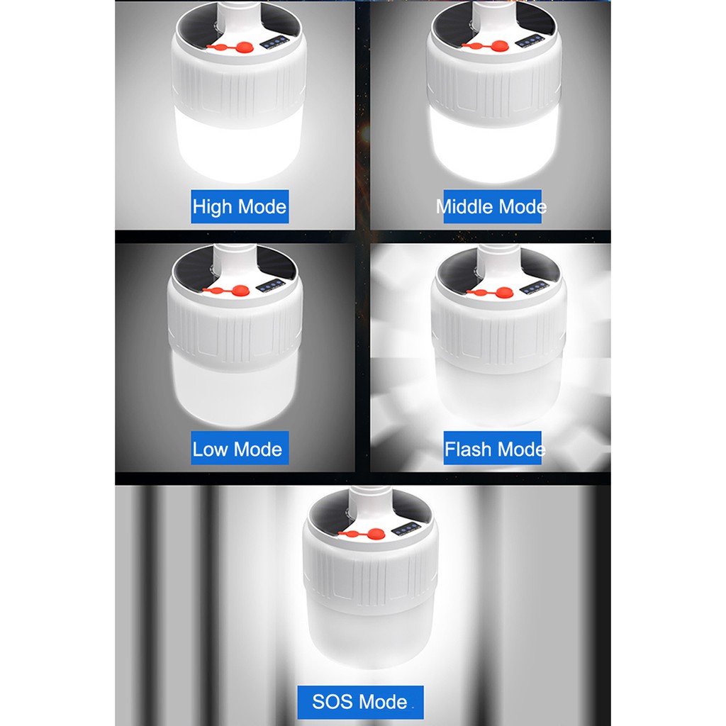 Đèn tích điện năng lượng mặt trời công suất 100W -5 chế độ sáng-có điều khiển từ xa tiện dụng