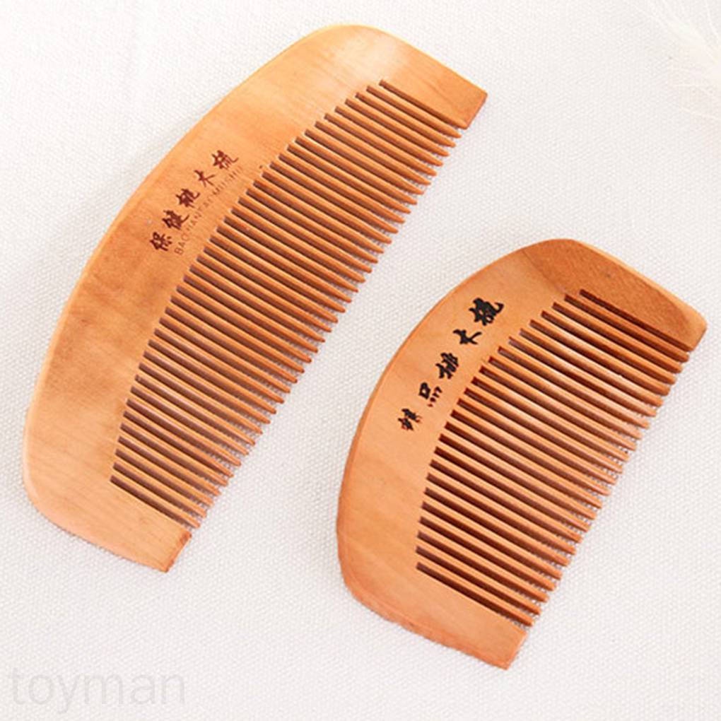 Lược Chải Tóc Gỗ Đào Tự Nhiên Chống Tĩnh Điện Bảo Vệ Chống Gẫy Tóc Thân Thiện Môi Trường Cỡ Vừa Gọn Xinh - QueenStore