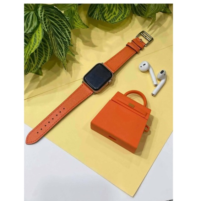 Combo màu cam cực hot, ốp lưng dành cho iPhone và dây đeo Apple watch