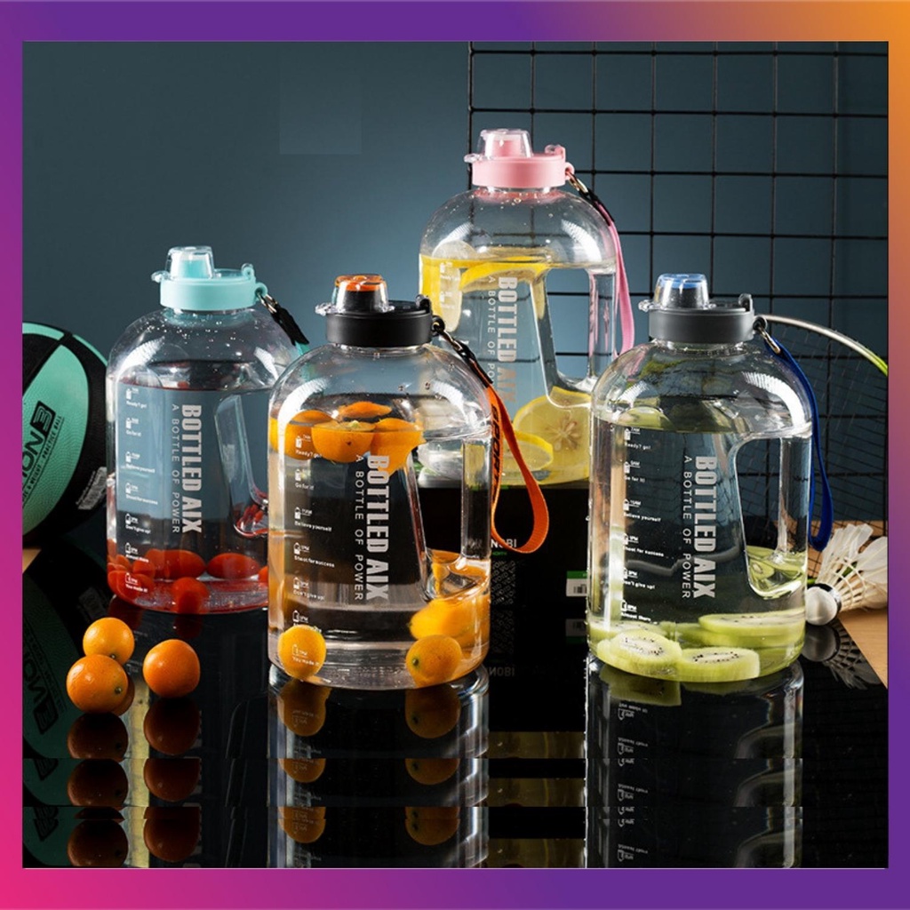 Bình đựng nước 2 lít 2, Bình đựng nước thể thao tập gym có chia vạch, Bình đựng nước nhựa size lớn