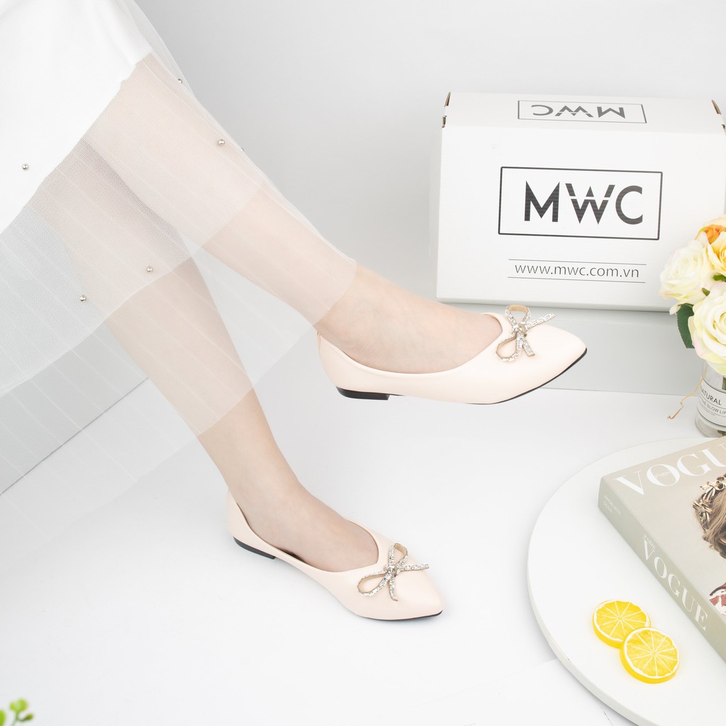 GIÀY BÚP BÊ NỮ MWC - GIÀY BÚP BÊ ĐÍNH NƠ - BÚP BÊ MŨI NHỌN - NUBB - 2201