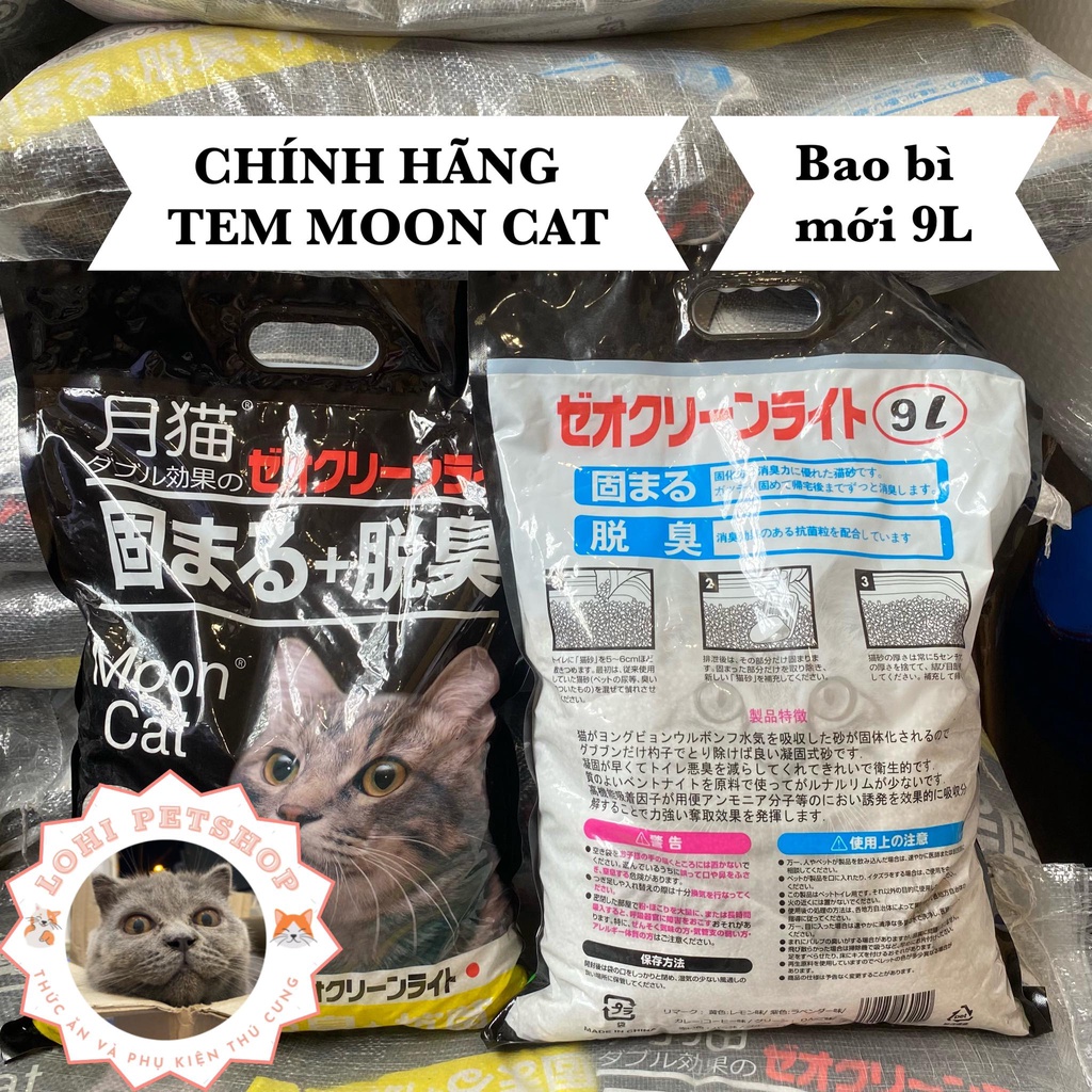 [tải 6bao] Cát nhật đen chính hãng tem mooncat - cát vệ sinh cho mèo 9L