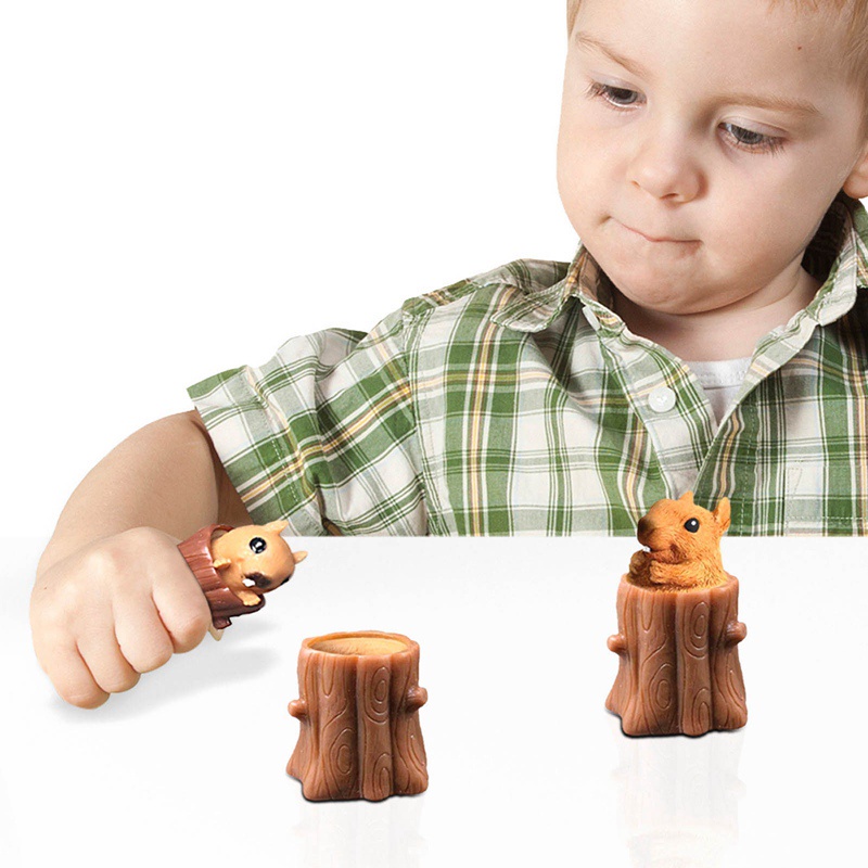 Đồ Chơi Bóp Nén Giảm Căng Thẳng Hình Cây / Sóc Có Giá Đỡ Bút Tiện Dụng