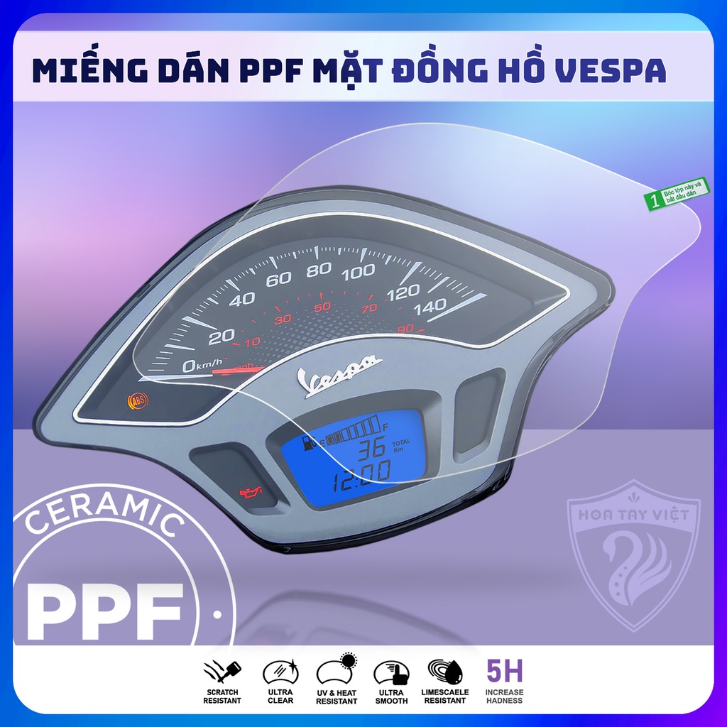 Miếng dán PPF bảo vệ mặt đồng hồ Vespa Sprint - Primarena Liberty cao cấp chống trầy xước mặt đồng hồ Vespa