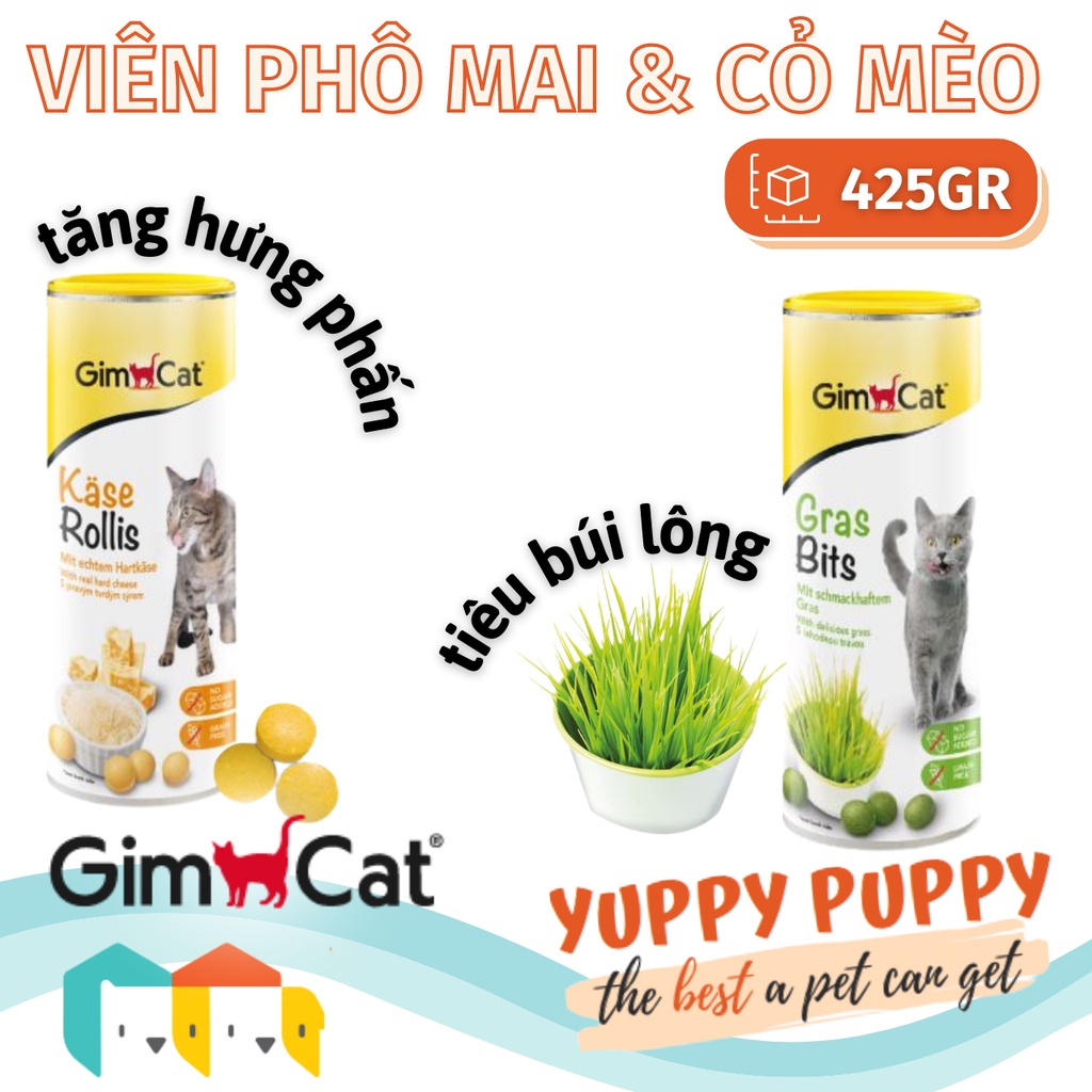 [𝐆𝐢𝐚́ 𝐡𝐮𝐲̉ 𝐝𝐢𝐞̣̂𝐭] Gimcat Viên thưởng cho mèo size tiết kiệm: Phô mai dinh dưỡng và Cỏ mèo Grass bite tiêu búi lông