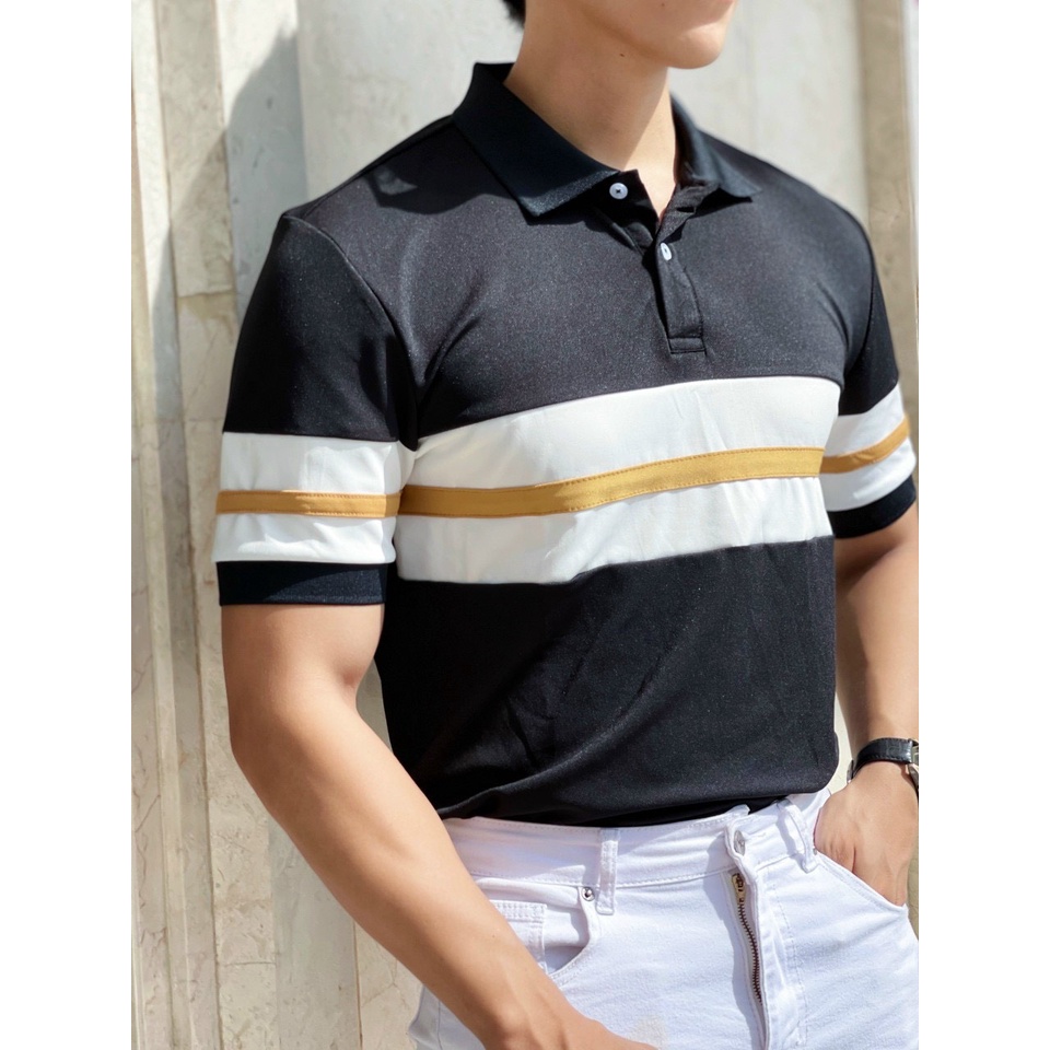 Áo thun cá sấu nam phối màu, áo thun polo nam có cổ thời trang vải mềm mịn, thấm hút tốt - HK235