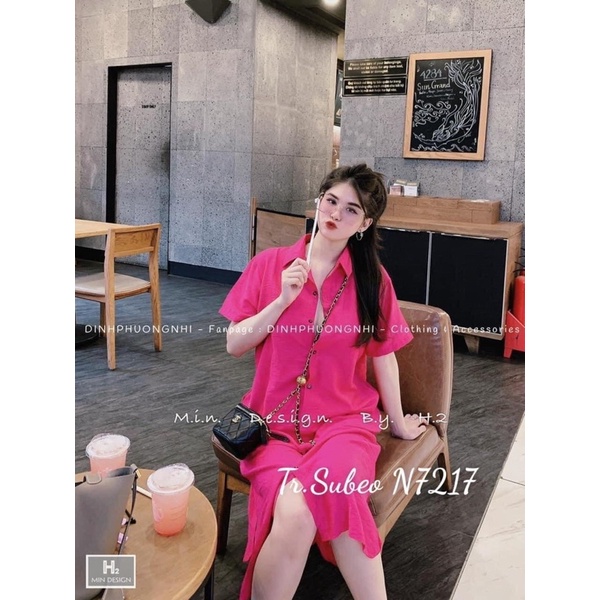 Váy Sơ Mi Đũi Trơn Nhiều Mầu