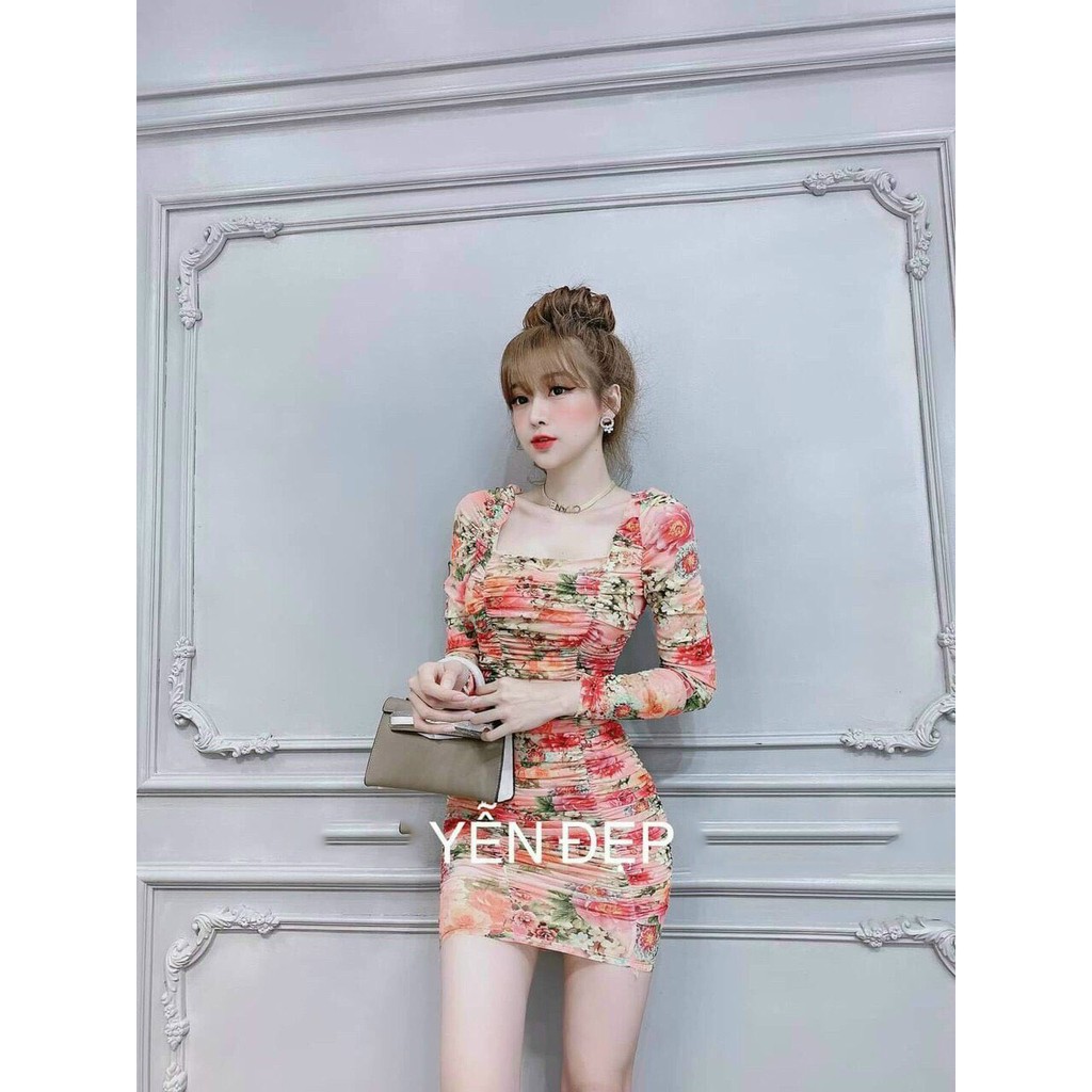 ĐẦM NỮ BODY TAY DÀI NHÚN THÂN (CÓ MÚT NGỰC) THỜI TRANG THIẾT KẾ VESTA TD70