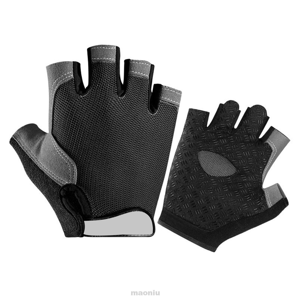 1pair Outdoor Elastic Mesh Unisex Anti Slip Half Finger Bicycle Gloves