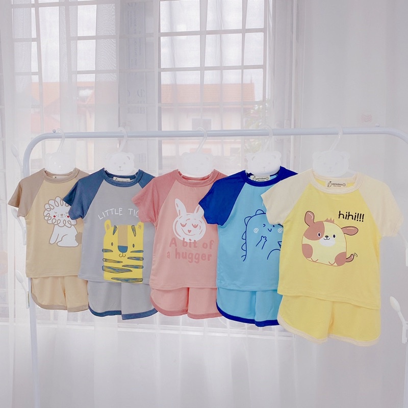 Bộ cộc tay bé trai/bé gái hình thú dễ thương Peekaboo