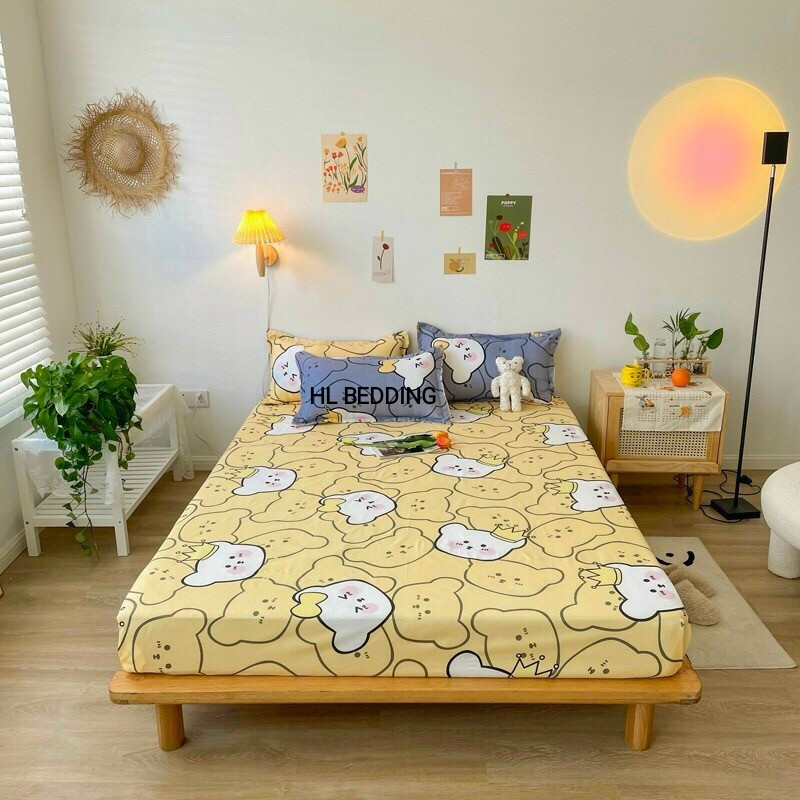 Bộ chăn ga Cotton poly thú cưng gấu vương niệm so sweet HL bedding chăn ga hàn quốc đủ màu đủ size miễn phí bo chun