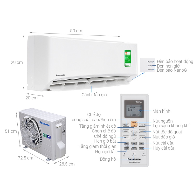 [Hàng chính hãng] Remote điều khiển từ xa máy lạnh Panasonic CS-N9UKH-8/ CS-N12UKH-8