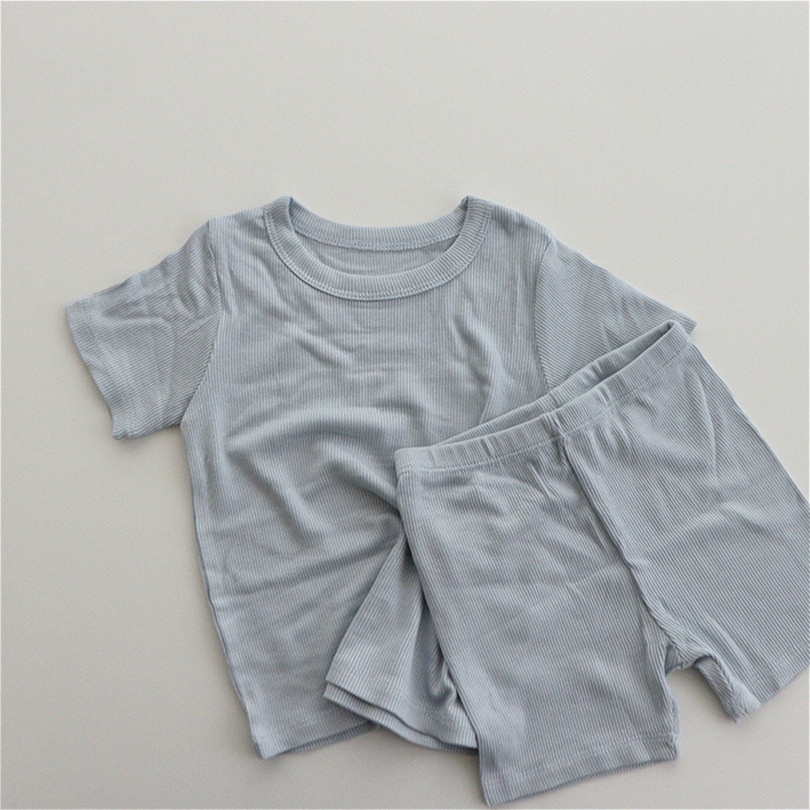 Set 1 Món Áo Tay Ngắn + Quần Short Cotton Phong Cách Chiến Binh Màu Sắc Đơn Giản Thời Trang Mùa Hè Cho Bé